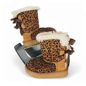 UGG Exotic Bailey Bow II Leopard Cheetah Print Boots Chestnut 1102369T Toddler 6